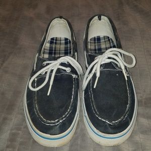 Worn faded glory blue boat shoes